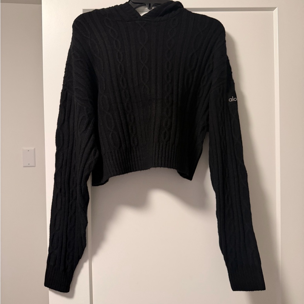 ALO Yoga Black Cable Knit winter bless hoodie - Picture 4 of 5